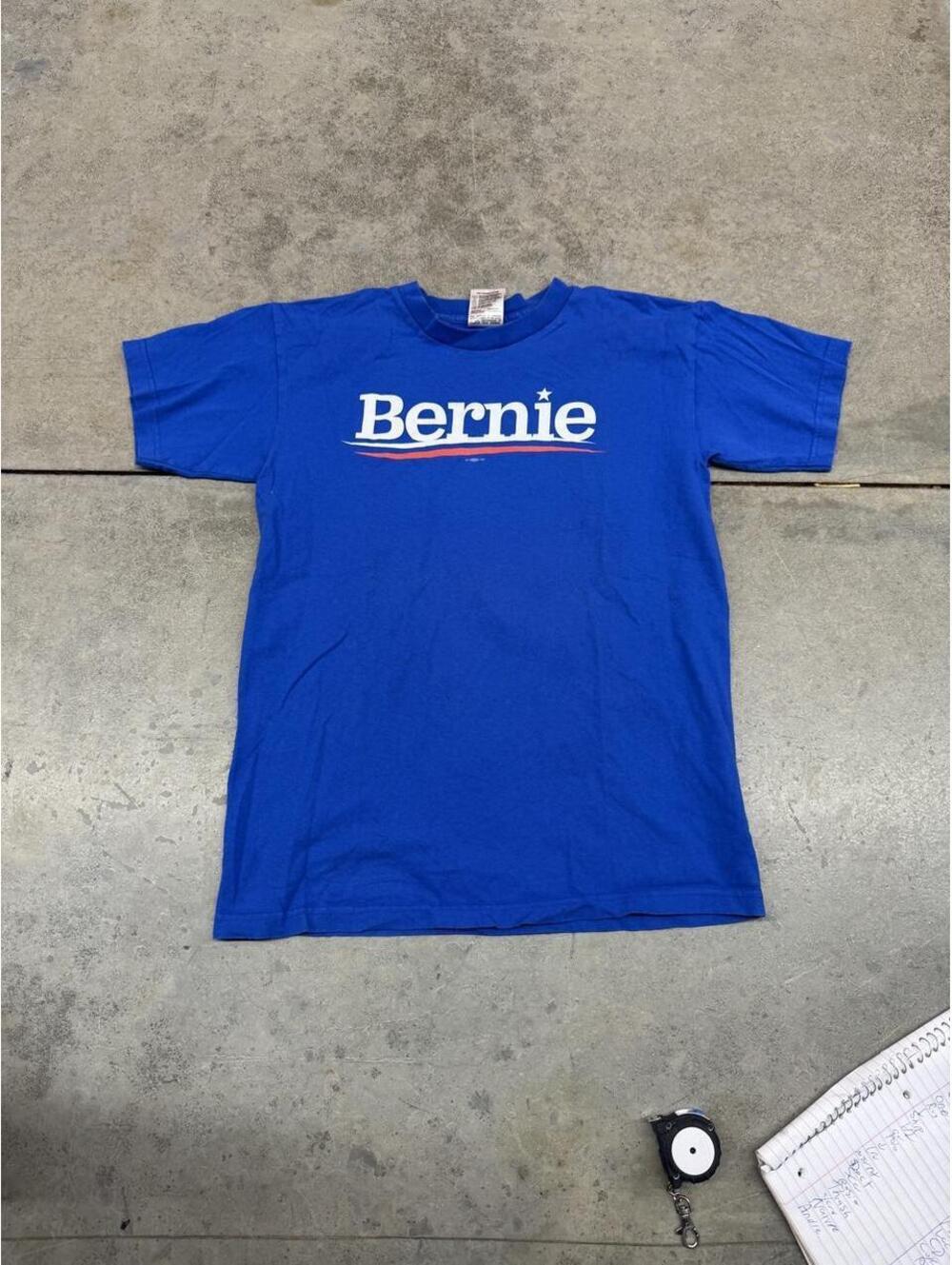 vintage bernie sanders blue political promo shirt size medium